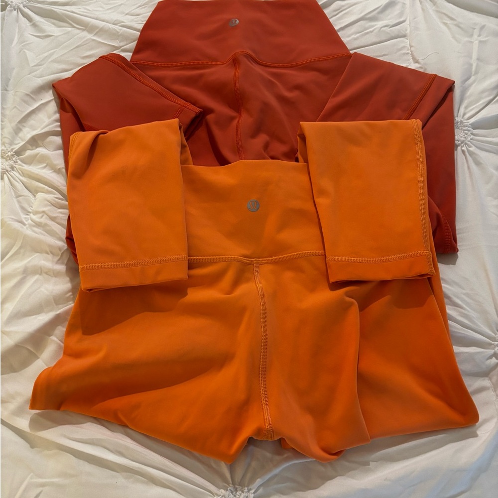2 pair Orange Lululemon Leggings